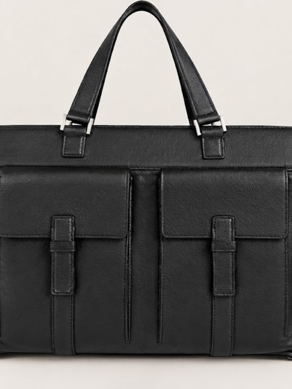 HUGO BOSS Black Leather Business Briefcase Tote Laptop Work Bag